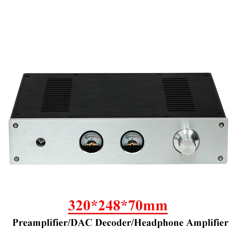 

320*248*70mm All Aluminum Preamplifier Enclosure Case Vu Meter DAC Decoder Headphone Amplifier Chassis Diy Audio Amplifier