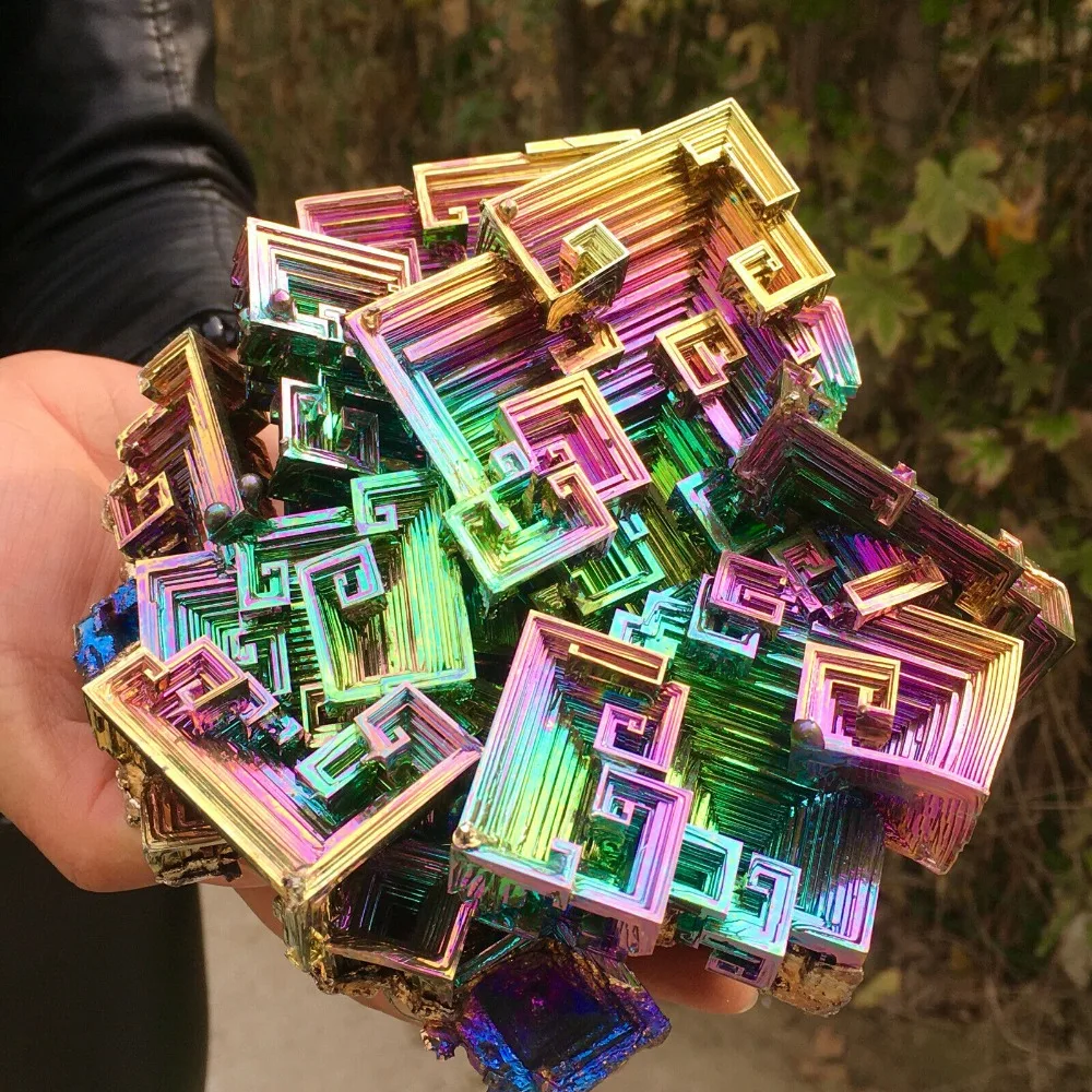 

Natural Crystals Bismuth Ore Metal Crystal Rainbow Mineral Specimen Reiki Healing Home Office Degaussing Decoration Energy Gem