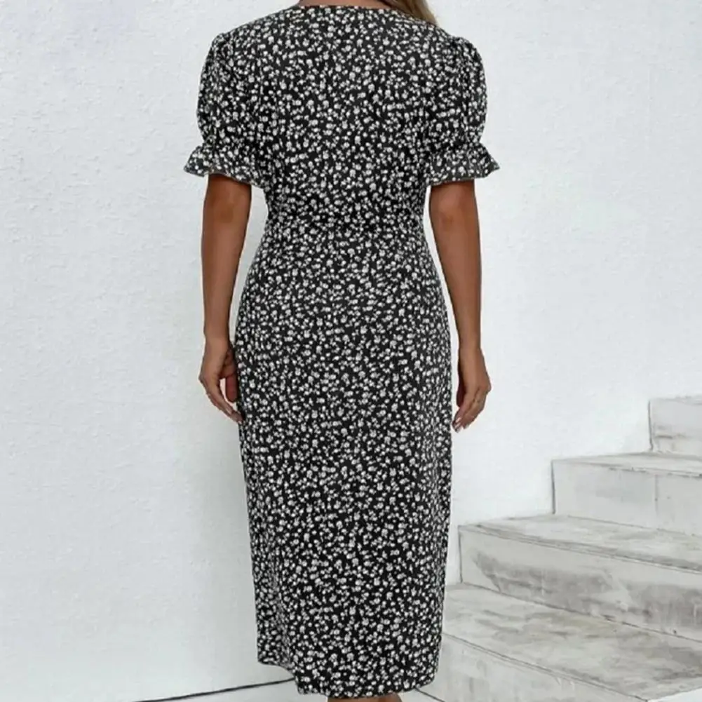 Женское пляжное платье с цветочным принтом, с разрезом 
Женское пляжное платье с цветочным принтом, с разрезом