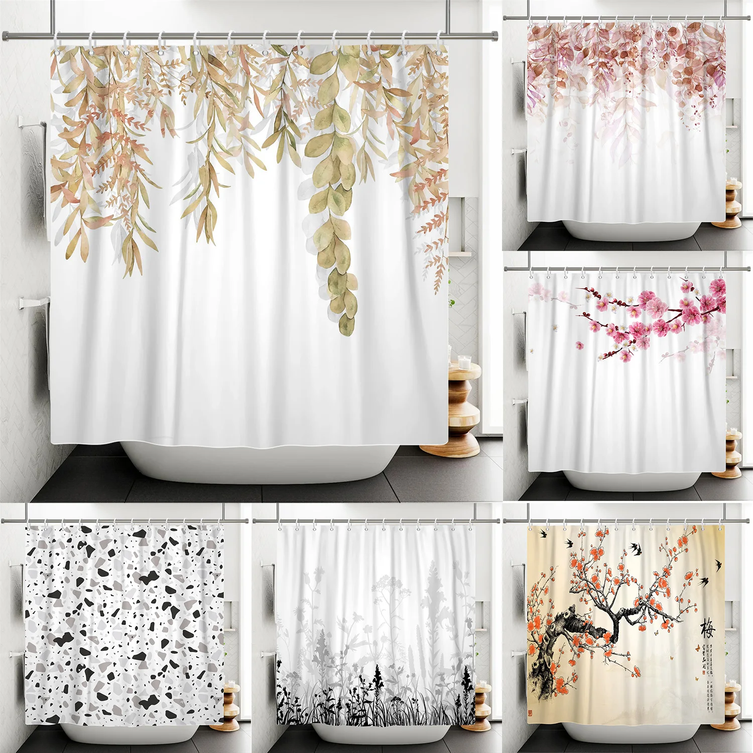 Green Eucalyptus Shower Curtain Sets, Watercolor Leaves on The Top Plant with Floral Bathroom Decoration 72x72 Inch with Hooks
Green Eucalyptus Shower Curtain Sets, Watercolor Leaves on The Top Plant with Floral Bathroom Decoration 72x72 Inch with Hooks