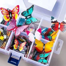 60pcs/bag Edible Butterfly Wafer Rice Paper Cupcake Topper Glutinous Wedding Party Cake Decoration Bakeware Cake Decor Tools