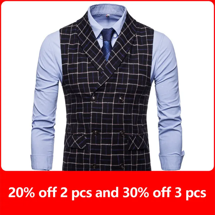 Men's Suit Vest New Business Vest Jacket Fashion Casual Classic Plaid Print Men's Self-cultivation Double-Breasted Vest Jacket
Men's Suit Vest New Business Vest Jacket Fashion Casual Classic Plaid Print Men's Self-cultivation Double-Breasted Vest Jacket