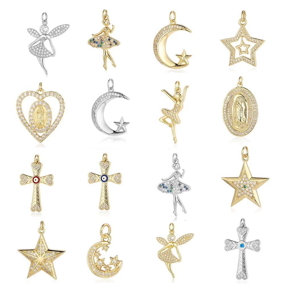 3pcs/Lot Religious Cross God Juses Copper Cubic Zircon Charm Crescent Moon Star Evil Eye Pendant for Bracelet Earring Necklace
3pcs/Lot Religious Cross God Juses Copper Cubic Zircon Charm Crescent Moon Star Evil Eye Pendant for Bracelet Earring Necklace