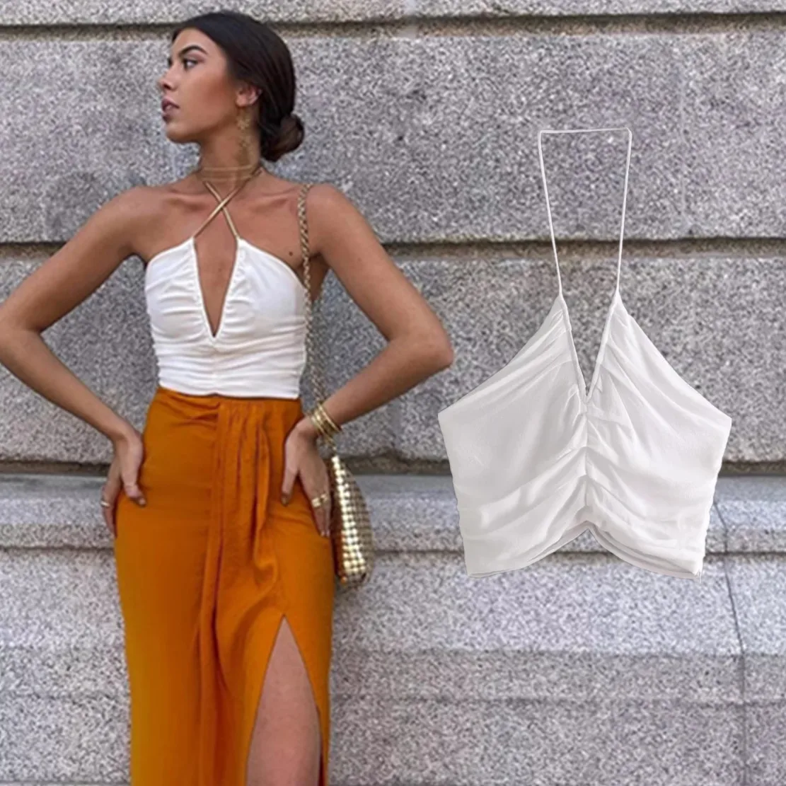 Maxdutti Ins Blogger Fashion Tshirts High Street Sexy Pleated Halter Camisole Sexy Tshirts Women Short Tops
Maxdutti Ins Blogger Fashion Tshirts High Street Sexy Pleated Halter Camisole Sexy Tshirts Women Short Tops