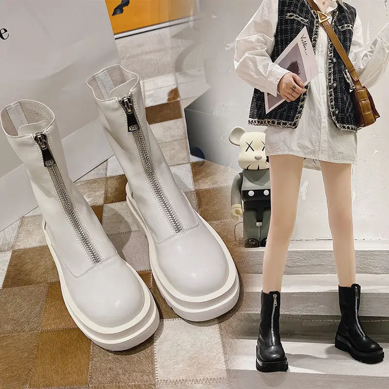 New Front Zipper Chunky Platform Women's Boots Solid Black Beige Boots Women Round Toe High Heel Ankle Boots for Women Eu 35-40
New Front Zipper Chunky Platform Women's Boots Solid Black Beige Boots Women Round Toe High Heel Ankle Boots for Women Eu 35-40