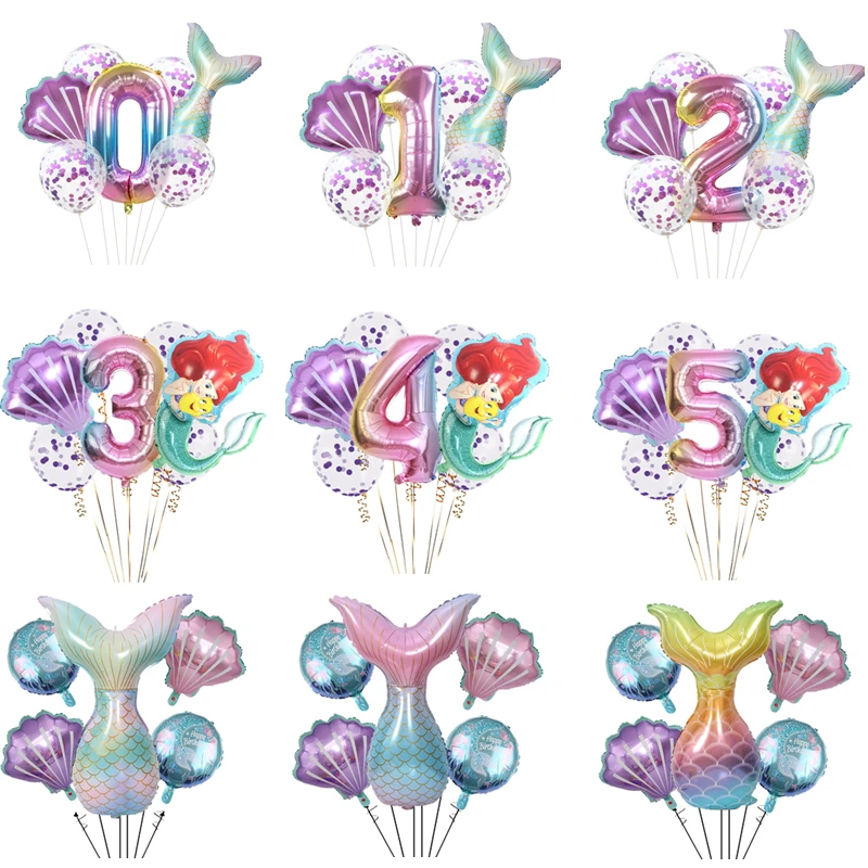 

Воздушные шары «русалка» 32 дюйма, фольгированный шар с номером 1-9 для девочек, украшение для дня рождения, посуда «русалка» для будущей мамы