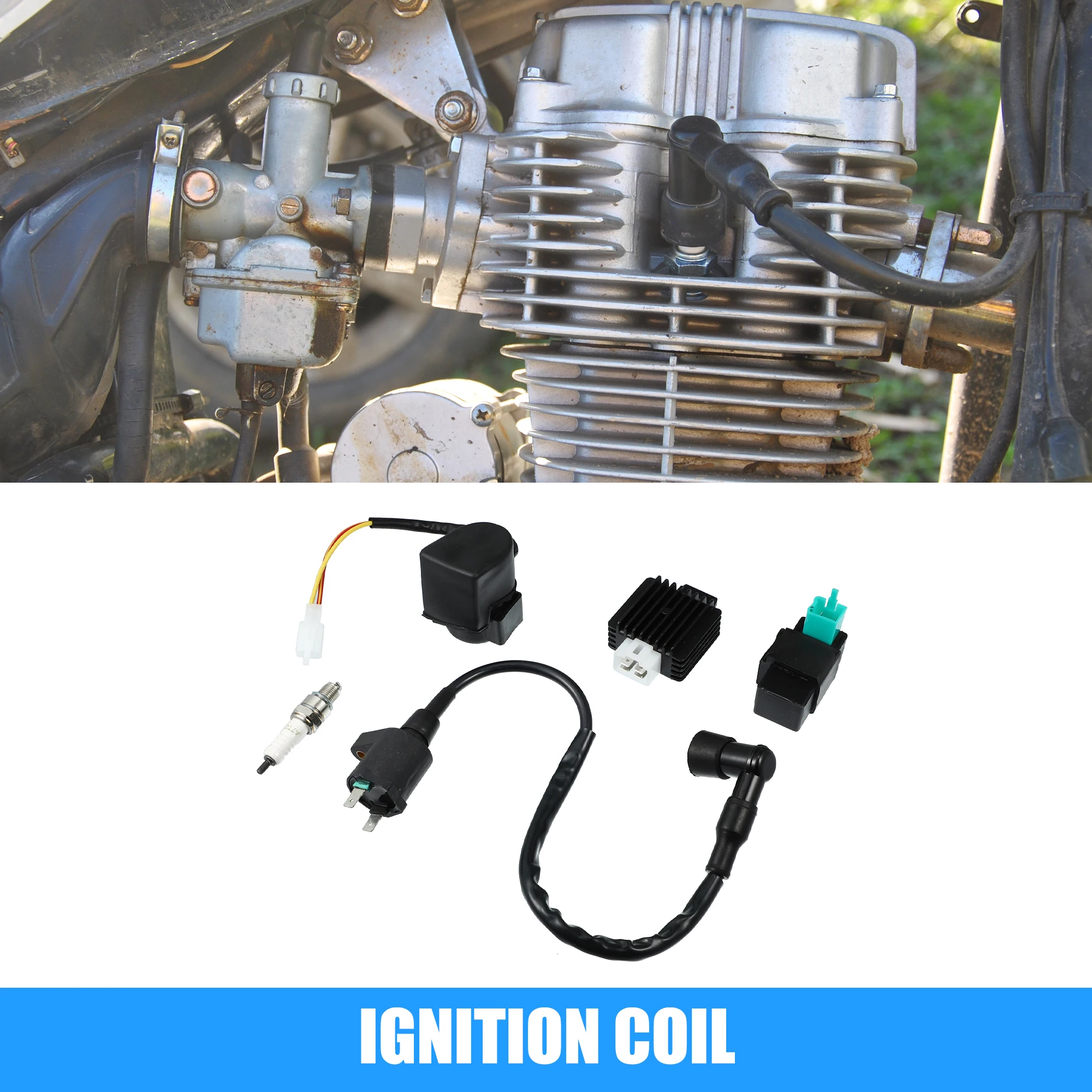 Uxcell Motorcycle Ignition Coil 5 Pin CDI Box Solenoid 4 Pin Relay Voltage Regulator Spark Plug Kit for 50cc 70cc ATV Dirt Bike
Uxcell Motorcycle Ignition Coil 5 Pin CDI Box Solenoid 4 Pin Relay Voltage Regulator Spark Plug Kit for 50cc 70cc ATV Dirt Bike