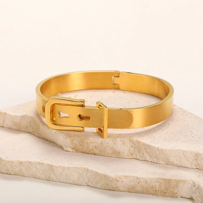 Promotion Stainless Steel Belt Buckle Bracelets For Women Classic Gold Color Cuff Bangles Trend Men Punk Jewelry Accessories
Promotion Stainless Steel Belt Buckle Bracelets For Women Classic Gold Color Cuff Bangles Trend Men Punk Jewelry Accessories