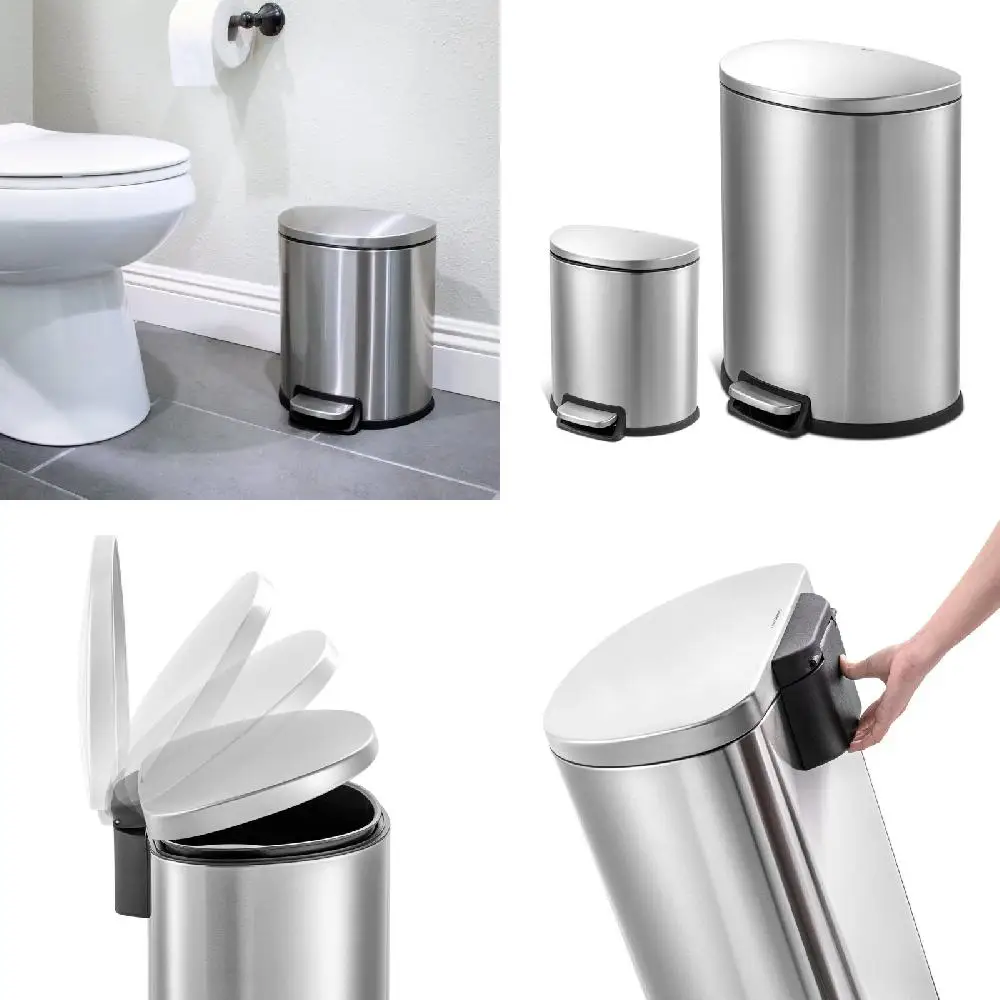 Inexpensive, Stylish D-Shaped 1.6 Gallon Stainless Steel Step-on Waste Bin for Kitchen and Bathroom - Perfect for Easy and Conve
Inexpensive, Stylish D-Shaped 1.6 Gallon Stainless Steel Step-on Waste Bin for Kitchen and Bathroom - Perfect for Easy and Conve
