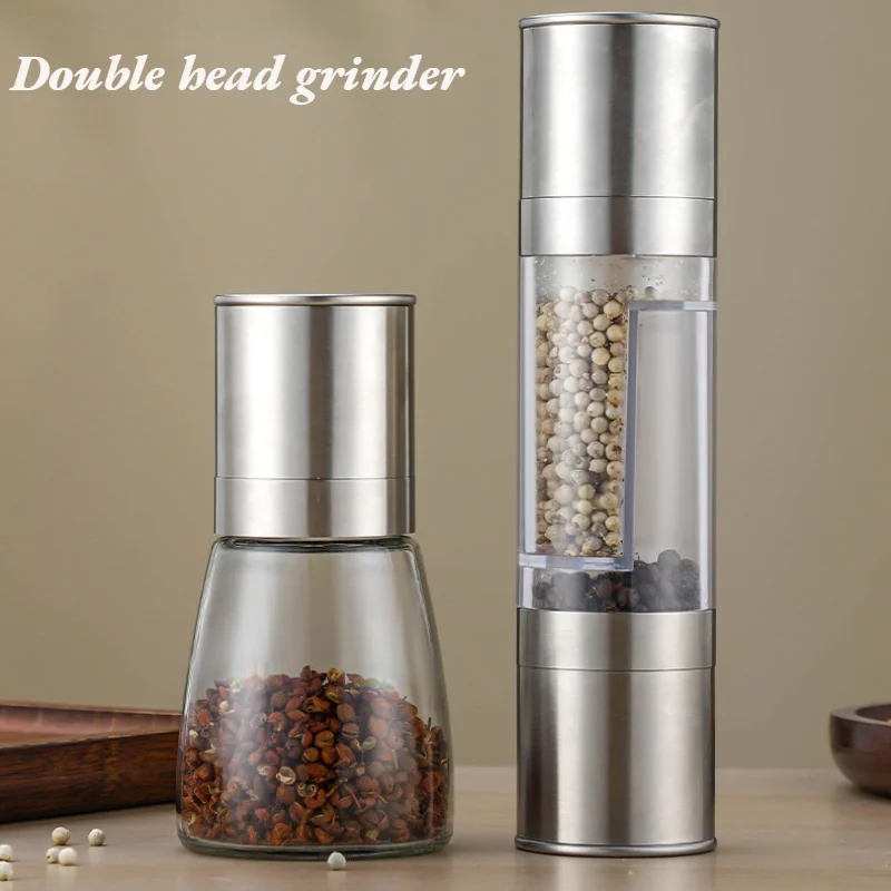 2-in-1 Pepper Grinder Stainless Steel Double Head Kitchen Tools Sea Salt & Black Pepper Spice Manual Double Head Grinder
2-in-1 Pepper Grinder Stainless Steel Double Head Kitchen Tools Sea Salt & Black Pepper Spice Manual Double Head Grinder