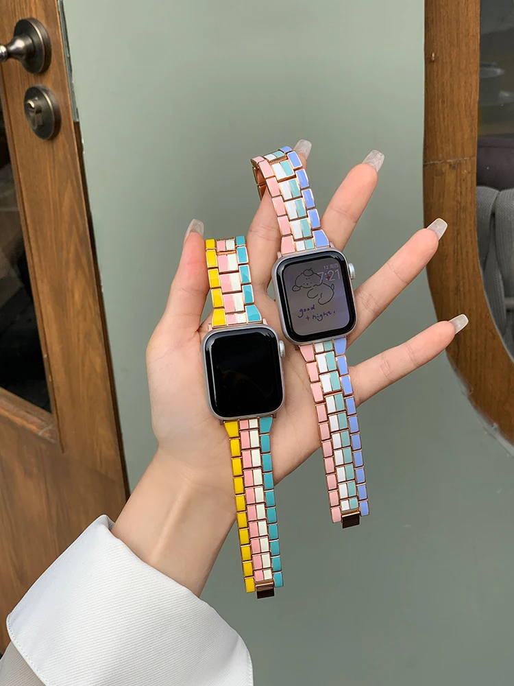 Color splicing Stainless steel metal strap For Apple Watch Band Series7 6 5 4 3 SE iWatch 41/45/40/44/42/38mm Wrist Belt
Color splicing Stainless steel metal strap For Apple Watch Band Series7 6 5 4 3 SE iWatch 41/45/40/44/42/38mm Wrist Belt