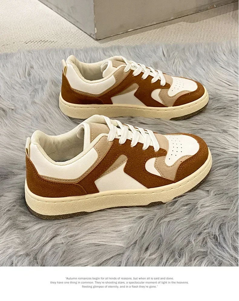 

Small white shoes women spring and autumn new round-headed thick-soled casual sports tie-in shoes daddy shoes