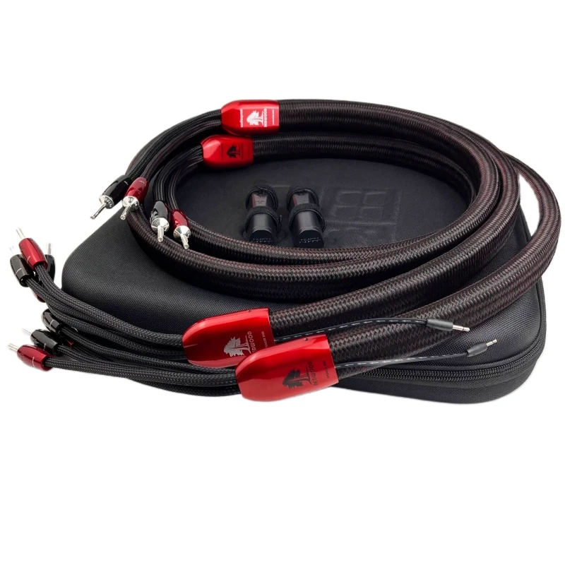 

Hi-end Redwood Speaker Cable PSS Silver Bi-wire HiFi Audio Loudspeaker Wire Spade & Banana Plug