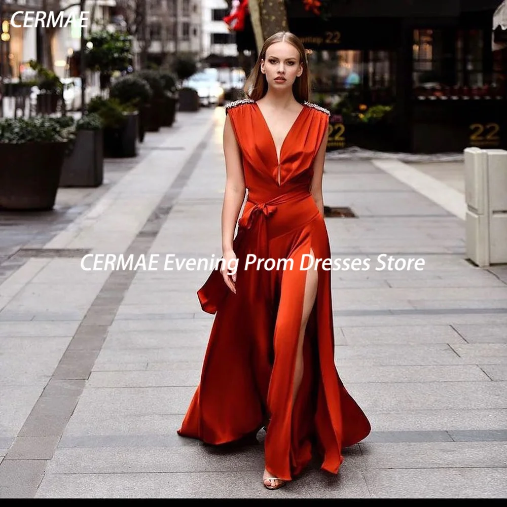 CERMAE Satin A-line V-neck Sequins Populer Ruffle Prom Gown Floor-Length Evening Formal Elegant Party Dress for Women 2023
CERMAE Satin A-line V-neck Sequins Populer Ruffle Prom Gown Floor-Length Evening Formal Elegant Party Dress for Women 2023