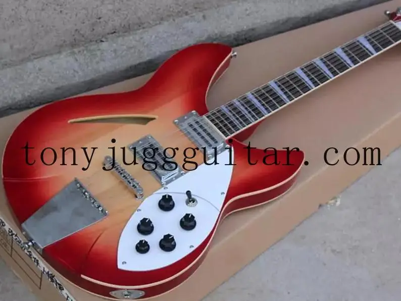 Rick Fire Glo Cherry Sunburst 360 12 Strings Electric Guitar Semi Hollow Body Triangle MOP Fingerboard Inlay Special Tailpiece
Rick Fire Glo Cherry Sunburst 360 12 Strings Electric Guitar Semi Hollow Body Triangle MOP Fingerboard Inlay Special Tailpiece