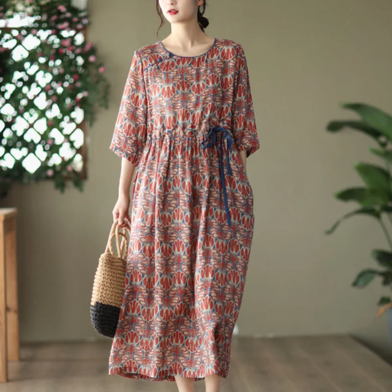 New Vintage Print Women's Dresses Harajuku Long Robe Korean Fashion Long Dresses Lace-up Oversized Loose
New Vintage Print Women's Dresses Harajuku Long Robe Korean Fashion Long Dresses Lace-up Oversized Loose