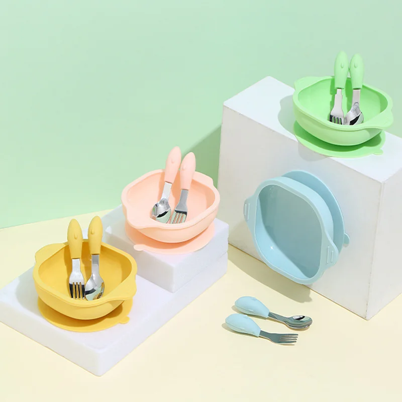 Baby Silicone Suction Bowl with Fork Spoon Baby Feeding Bowl Tableware Kids Training Feeding Dinnerware BPA Free Children Dishes
Baby Silicone Suction Bowl with Fork Spoon Baby Feeding Bowl Tableware Kids Training Feeding Dinnerware BPA Free Children Dishes