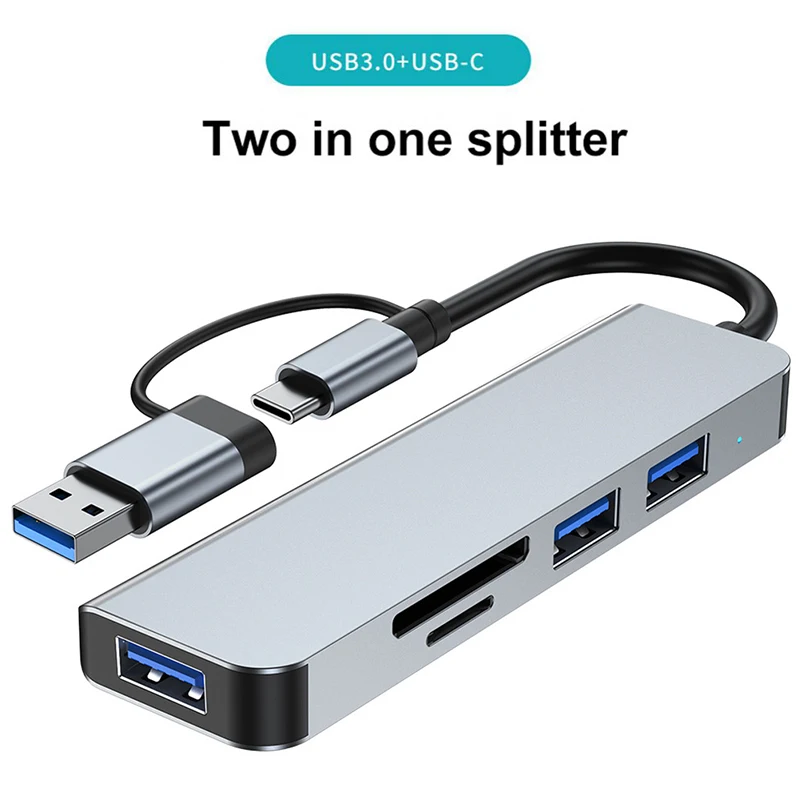 

USB C Hub To HDM-Compatible 7 Ports 2-in-1 USB 3.0 HUB Type-c Adapter High Speed Transmission Multi-port USB Splitter Expander