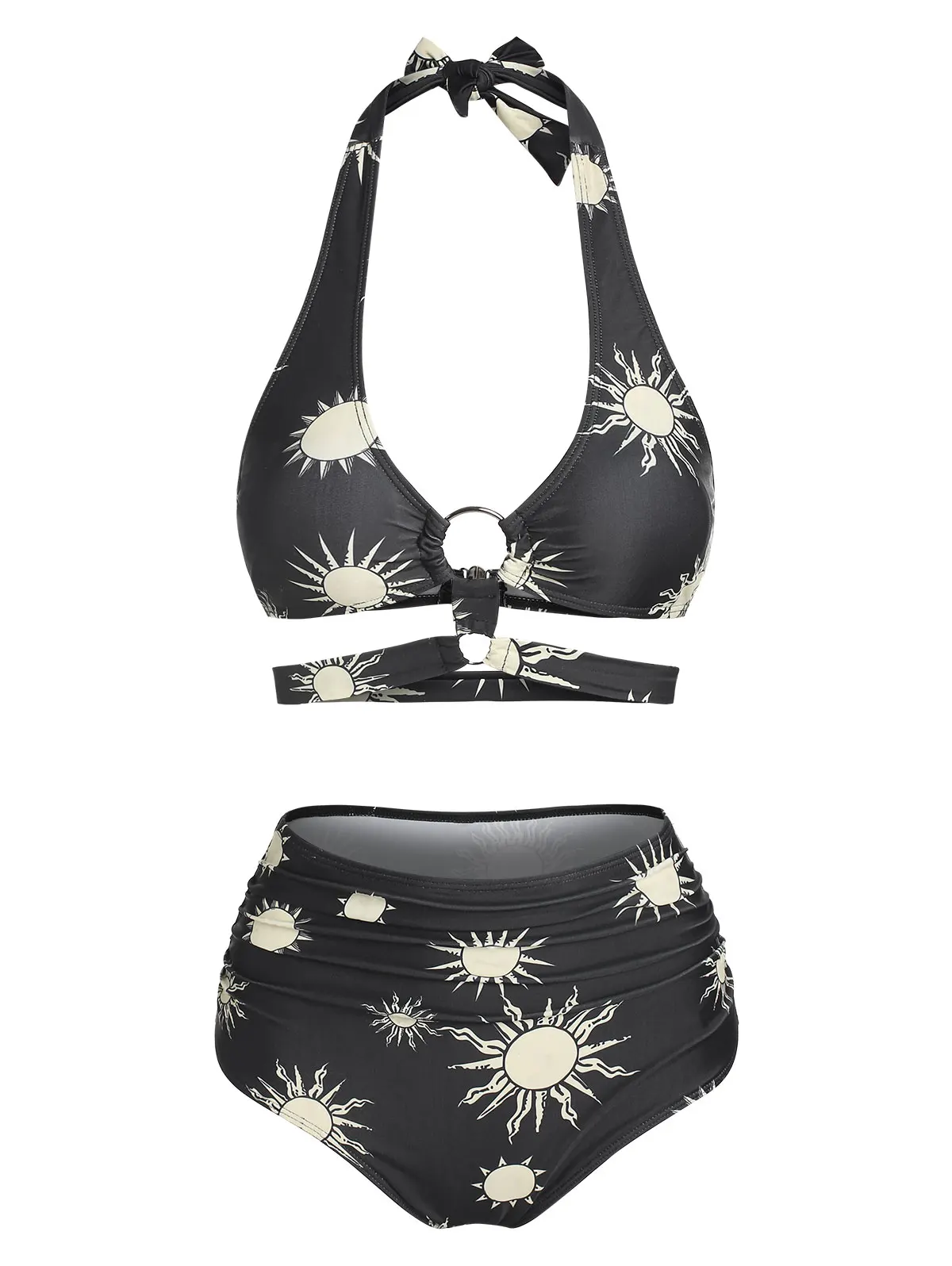 Midriff Baring Top Women Two Piece Bikinis Set Gothic Briefs Celestial Sun Print Halter Tankini For Female Halter Swimsuit 2022
Midriff Baring Top Women Two Piece Bikinis Set Gothic Briefs Celestial Sun Print Halter Tankini For Female Halter Swimsuit 2022