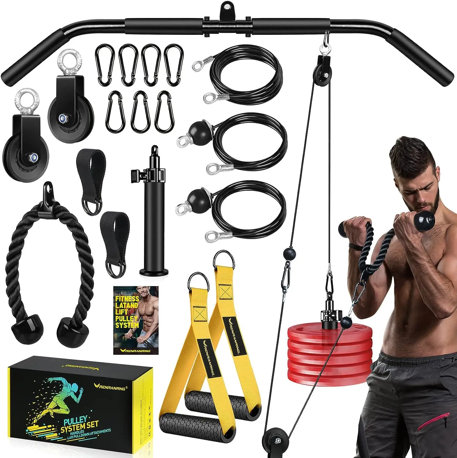 Cable Pulley System Gym - Upgraded LAT Pull Down Machine Accessories, LAT and Lift Cable Pulley Attachments for Home Gym Equipme
Cable Pulley System Gym - Upgraded LAT Pull Down Machine Accessories, LAT and Lift Cable Pulley Attachments for Home Gym Equipme