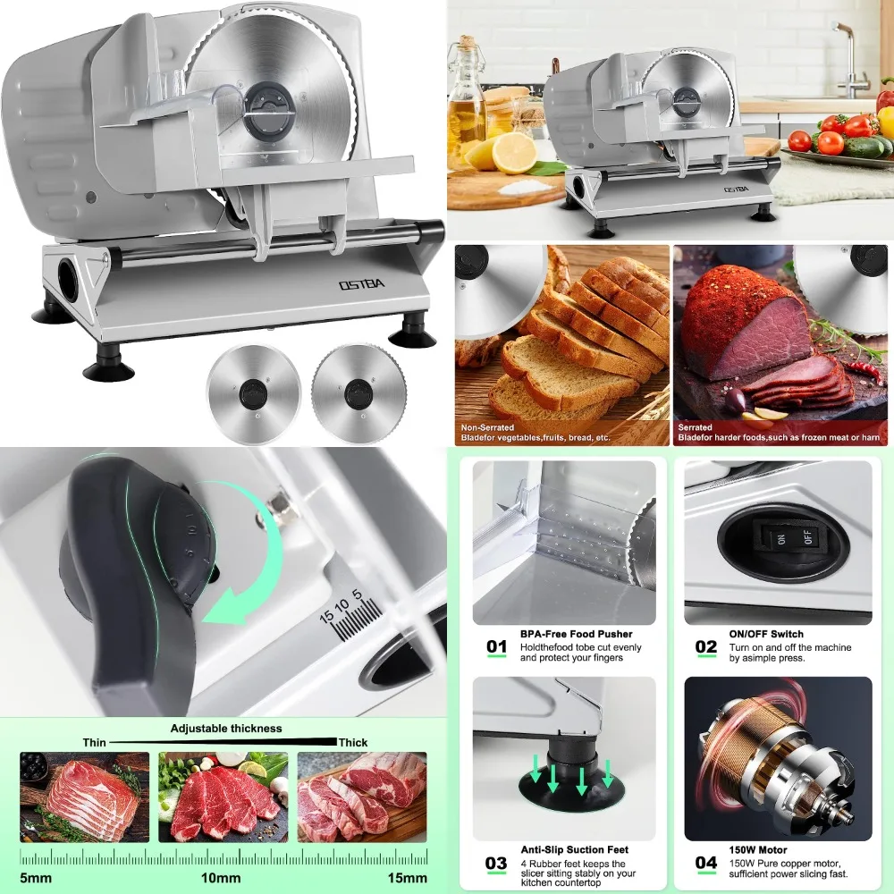 DUTRIEUX OSTBA Meat Slicer Electric Deli Food Slicer with Two Removable Stainless Steel Blades and Food Carriage, Adjustable Thi
DUTRIEUX OSTBA Meat Slicer Electric Deli Food Slicer with Two Removable Stainless Steel Blades and Food Carriage, Adjustable Thi
