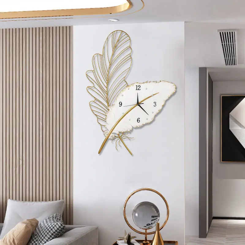 Modern Metal Hollow Feather Resin Feather Wall Clock Home Background Wall Sticker Decoration Villa Lobby Wall Mural Adornments
Modern Metal Hollow Feather Resin Feather Wall Clock Home Background Wall Sticker Decoration Villa Lobby Wall Mural Adornments