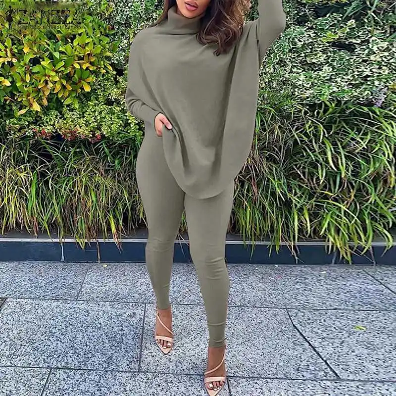 Lady Casual Turtleneck Blouse Suits Women Fashion Tops And Skinny Pants ZANZEA Solid Long Pants Suit Spring Autumn 2 Piece Sets
Lady Casual Turtleneck Blouse Suits Women Fashion Tops And Skinny Pants ZANZEA Solid Long Pants Suit Spring Autumn 2 Piece Sets