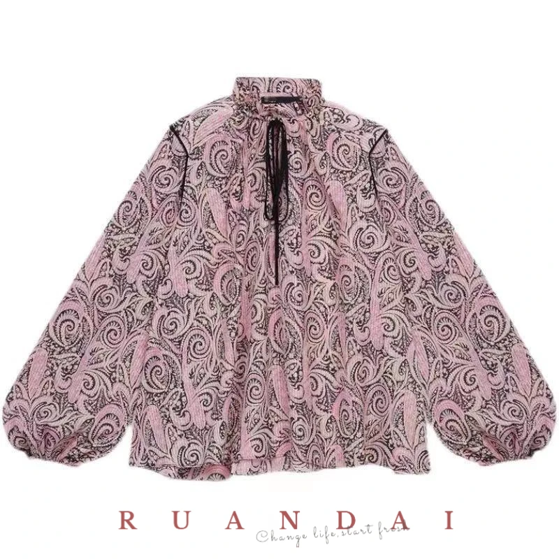 Romantic Court Print Top for RUANDAI 2022 Summer New Women's Bow Tie Bubble Sleeve Round Neck Loose Type T-shirt Free Shipping
Romantic Court Print Top for RUANDAI 2022 Summer New Women's Bow Tie Bubble Sleeve Round Neck Loose Type T-shirt Free Shipping