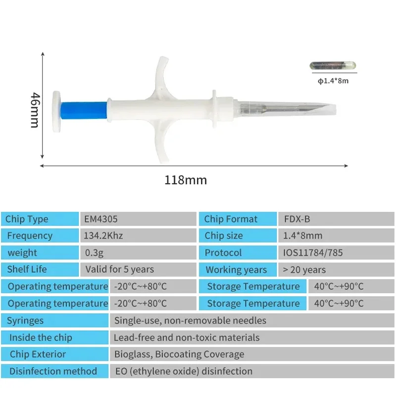 Шприц для животных, 1,4*8 мм, 134,2 кГц
Шприц для животных, 1,4*8 мм, 134,2 кГц