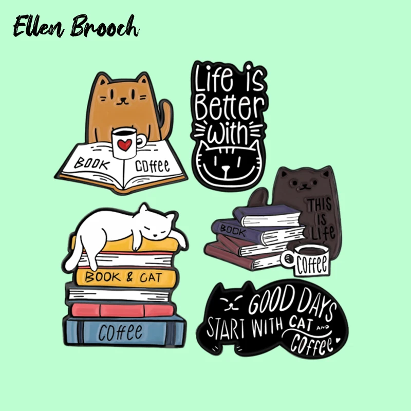 Life Is Better With Cats Enamel Badge Pin Book & Cat Coffee Brooch Pin Cartoon Kitty Jewelry Gift for Friends Kids
Life Is Better With Cats Enamel Badge Pin Book & Cat Coffee Brooch Pin Cartoon Kitty Jewelry Gift for Friends Kids