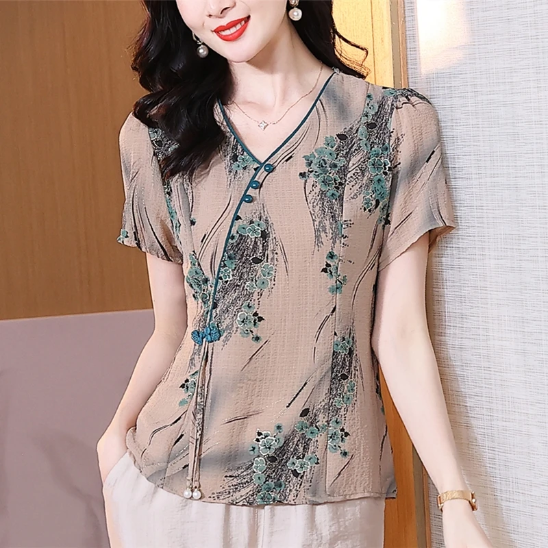 Chiffon Shirt for Women Spring/Summer 2023 New In Print Blouses Loose Fashion Chinese Style Top Short Sleeve V-neck YCMYUNYAN
Chiffon Shirt for Women Spring/Summer 2023 New In Print Blouses Loose Fashion Chinese Style Top Short Sleeve V-neck YCMYUNYAN