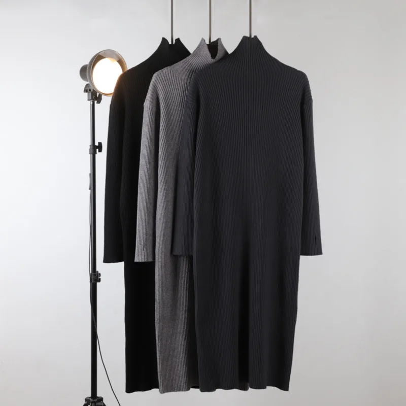 Black Knit Bottomed Dress Women Sweater Pullover Turtlneck Autumn Winter High Collar Mid Long Sleeve Knitwear Casual Outfit
Black Knit Bottomed Dress Women Sweater Pullover Turtlneck Autumn Winter High Collar Mid Long Sleeve Knitwear Casual Outfit