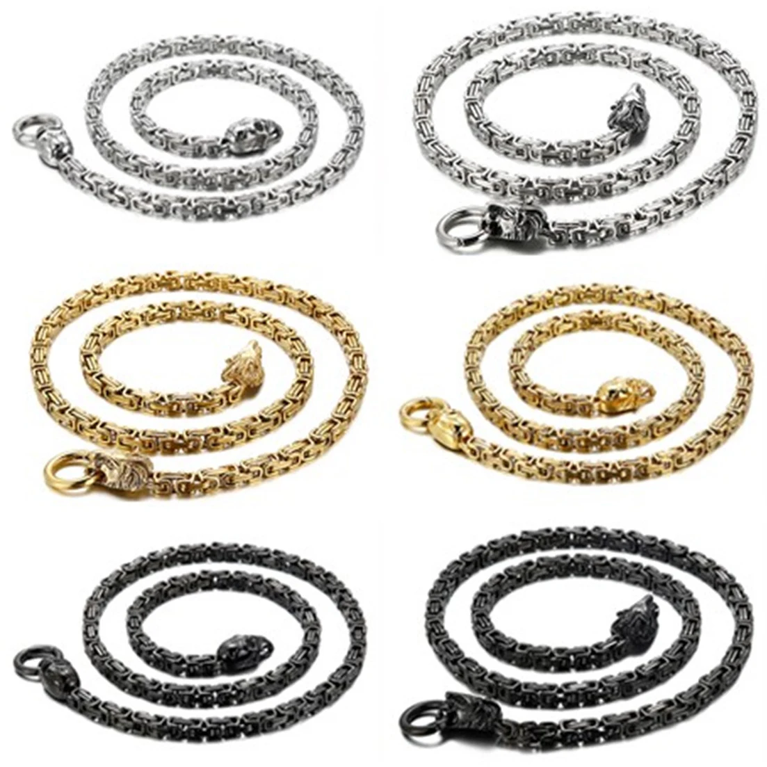 Mens Lion Head/Skull Head Animal Necklace Byzantine Chain Link Necklaces for Men Rock Punk Hip Hop Stainless Steel Jewelry
Mens Lion Head/Skull Head Animal Necklace Byzantine Chain Link Necklaces for Men Rock Punk Hip Hop Stainless Steel Jewelry