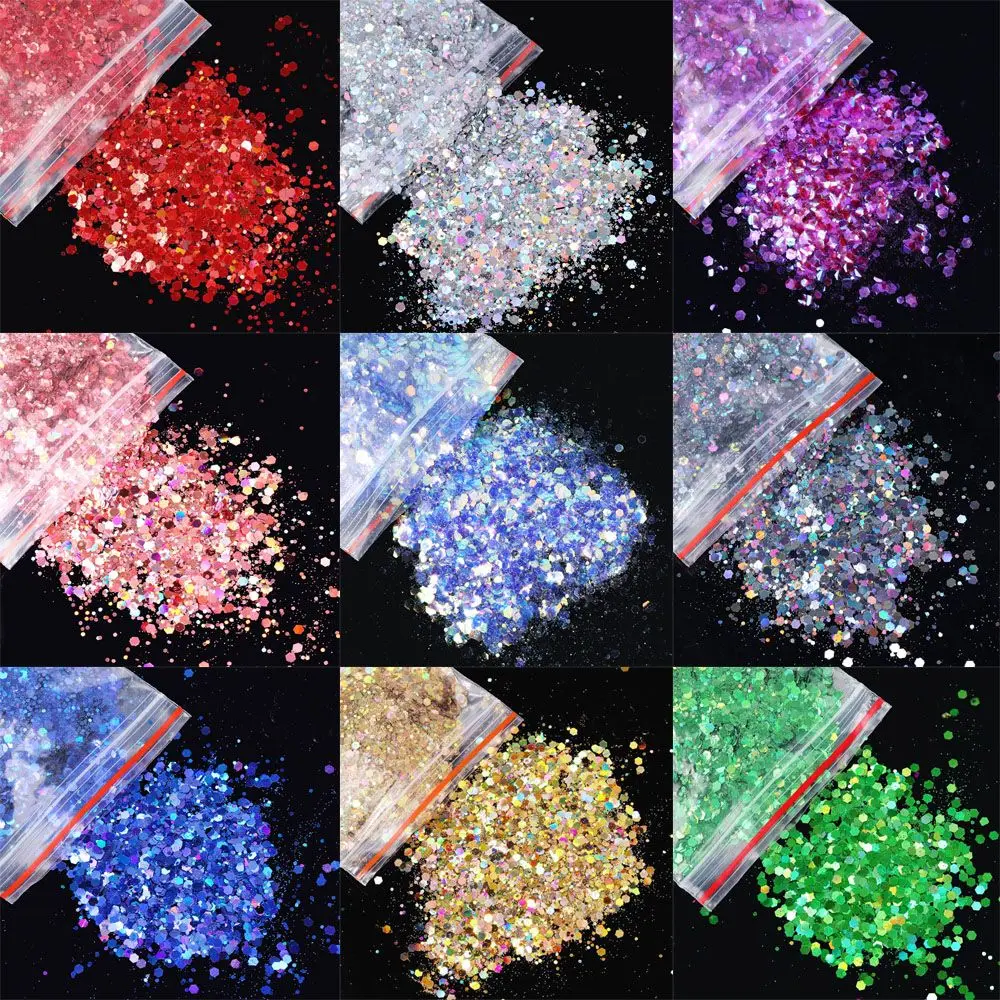 

Makeup Cosmetic for Body Face Mixed Flake Shiny Sparkly Chunk Holographic Glitter Powder Sequins Nail Art Glitter