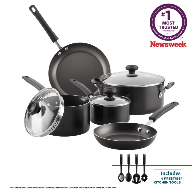 12-Piece Easy Clean Nonstick Pots and Pans/Cookware Set, Black
12-Piece Easy Clean Nonstick Pots and Pans/Cookware Set, Black