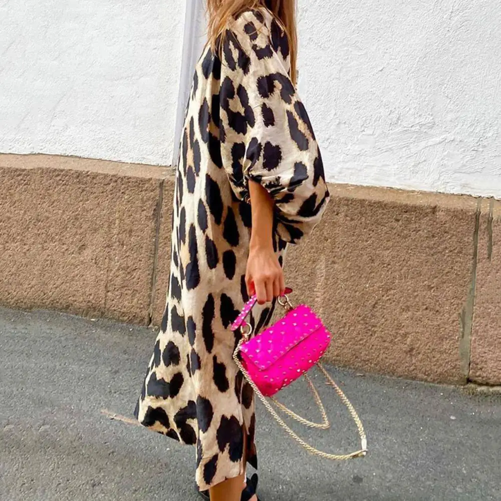 Stylish Women Dress Mid-Rise Lightweight Long Dress Women Casual Autumn Leopard Print Midi Dress
Stylish Women Dress Mid-Rise Lightweight Long Dress Women Casual Autumn Leopard Print Midi Dress