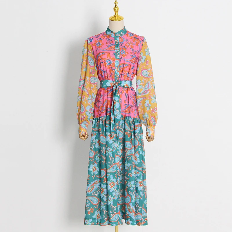 SeeBeautiful Floral Printed Loose Dress Stand Long Sleeve Single Breasted Lace Up New Fashion 2022 Autumn Woman Q748
SeeBeautiful Floral Printed Loose Dress Stand Long Sleeve Single Breasted Lace Up New Fashion 2022 Autumn Woman Q748