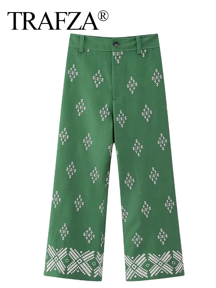 TRAFZA Green Chic Wide Pants Women Summer High Waist Linen Pant Woman Clothes Lady Vintage Loose Pocket Trouser Oversize Pants 
TRAFZA Green Chic Wide Pants Women Summer High Waist Linen Pant Woman Clothes Lady Vintage Loose Pocket Trouser Oversize Pants