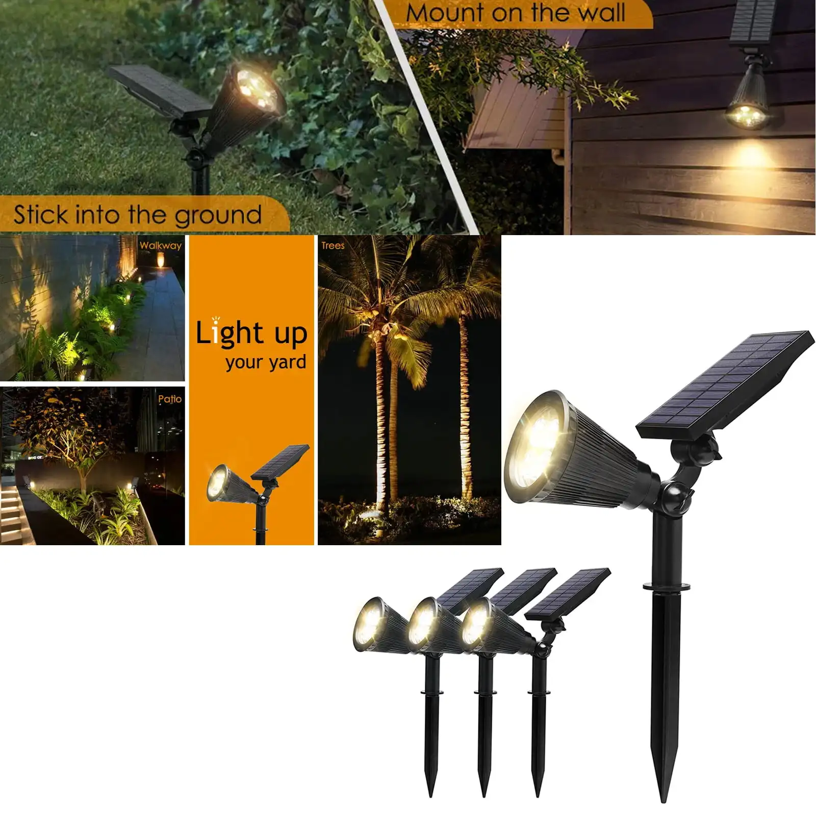 Solar Spotlights Outdoor Upgraded IP67 Waterproof Solar Powered Landscape Spot Lights 2-in-1 Wall Light Decorative Lighting 4 Pa
Solar Spotlights Outdoor Upgraded IP67 Waterproof Solar Powered Landscape Spot Lights 2-in-1 Wall Light Decorative Lighting 4 Pa