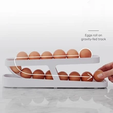 Automatic Scrolling Egg Rack Holder Rolldown Refrigerator Egg Dispenser Kitchen Egg Storage Box Egg Stand For Fridge Egg Tray