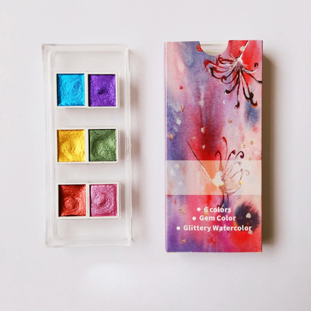 Glitter Professional 6 Colors Student Drawing Solid Pigment Stationery Beginners Artist Watercolor Paint Portable Art Supplies
Glitter Professional 6 Colors Student Drawing Solid Pigment Stationery Beginners Artist Watercolor Paint Portable Art Supplies