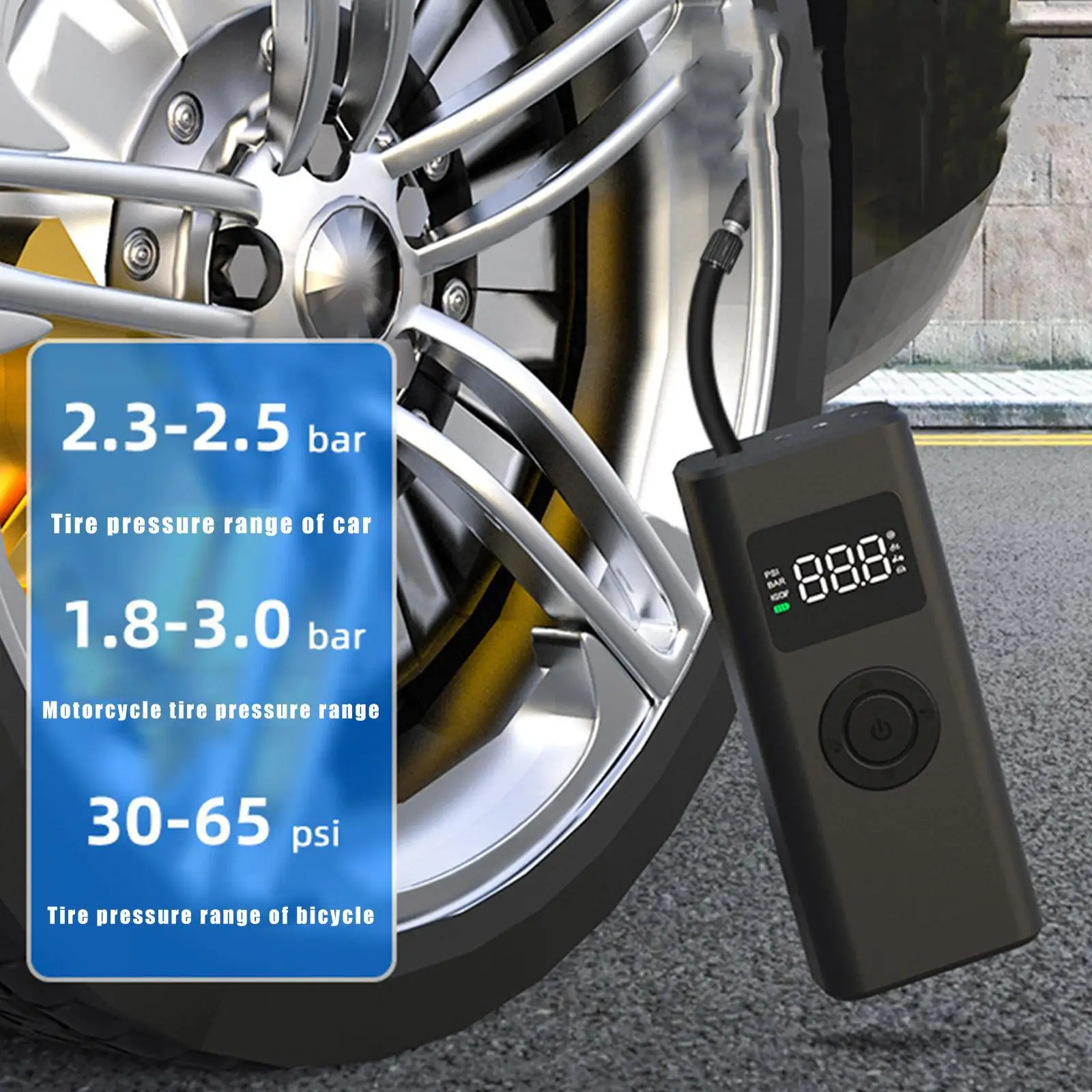 150 psi Air Injector Portable Car Wheels Electric Pump Cordless Automotive Tire Compressor Digital Vehicle Air Inflator 5000mAh
150 psi Air Injector Portable Car Wheels Electric Pump Cordless Automotive Tire Compressor Digital Vehicle Air Inflator 5000mAh
