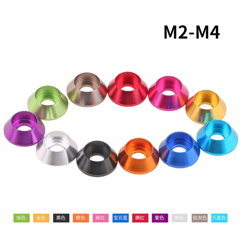 5pcs M2-M5 Colorful Aluminum Alloy Gasket Cup Umbrella Head Washer Gasket Hex Socket Head Screw Cone Washer Anodized 
5pcs M2-M5 Colorful Aluminum Alloy Gasket Cup Umbrella Head Washer Gasket Hex Socket Head Screw Cone Washer Anodized