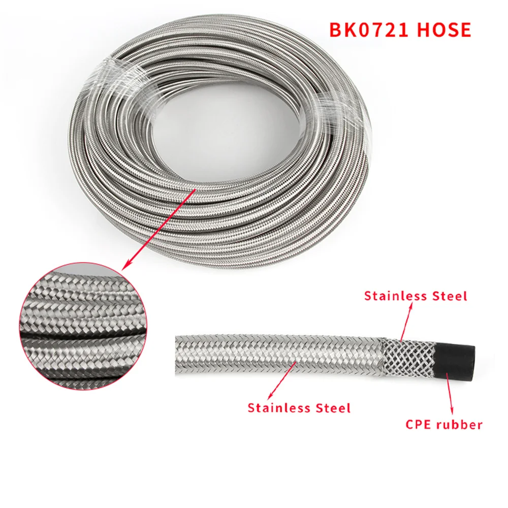 

1M Fuel Line 304 Stainless Steel Double Braided inner CPE Sythetic Rubber Oil Cooler Hose Silver AN6 AN8 AN10 AN12 Racing Hose