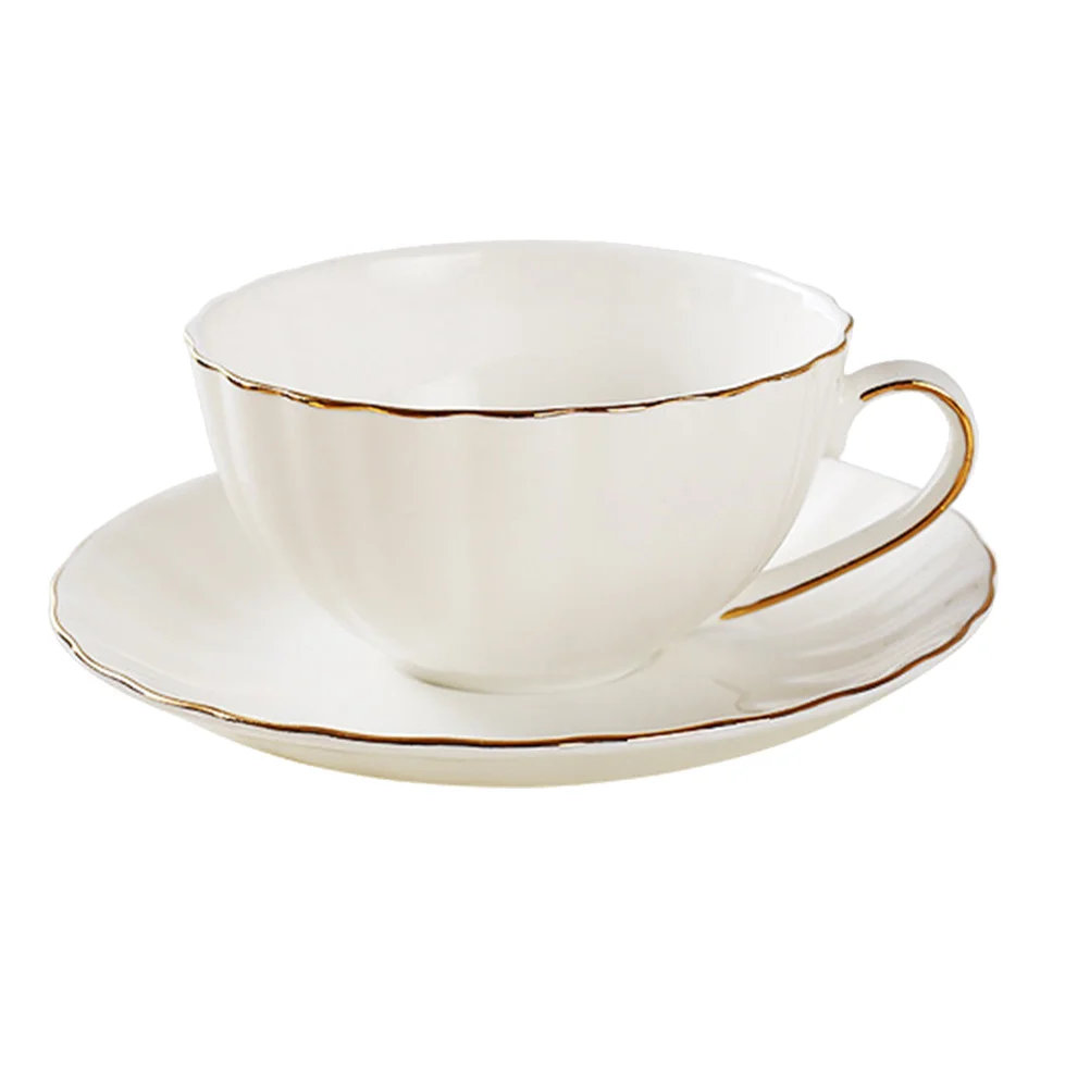 

Чайная чашка и блюдце в комплекте с отделкой, британские кофейные чашки, фарфоровый чайный набор, кружка для кофе, эспрессо, чашка для воды, керамика
