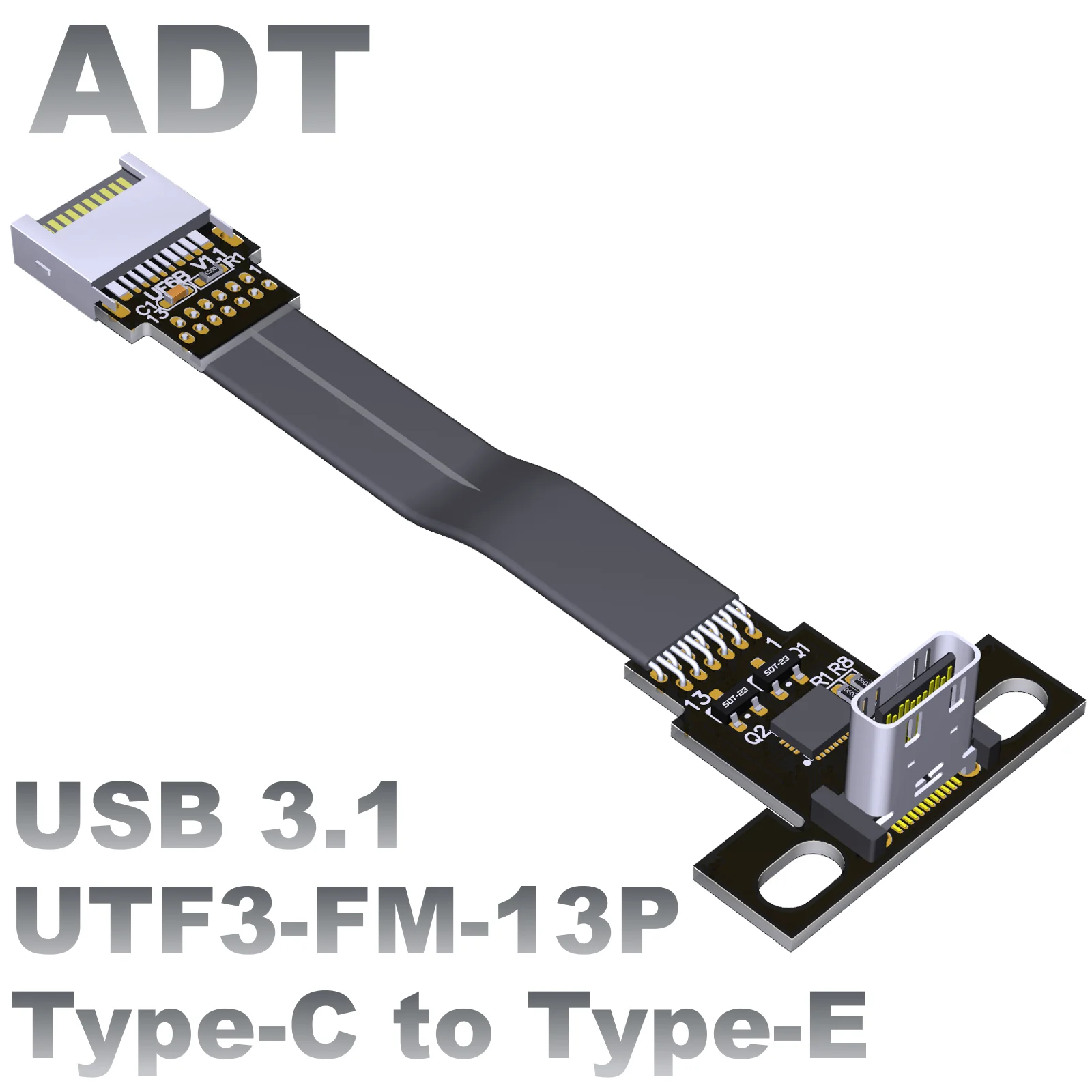 ADT-Link USB3.1 Extension cable with screw hole type-c to type-e port mainboard front and rear chassis baffle
ADT-Link USB3.1 Extension cable with screw hole type-c to type-e port mainboard front and rear chassis baffle