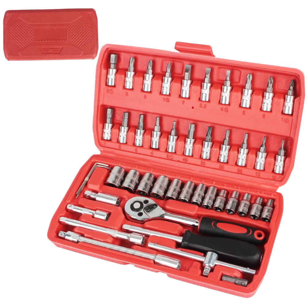 Sockets Reversible Ratchet Game Wrenches Tool Professional For Auto Repair 46Pcs Car Repair Tools With Case Ratchet Spanner 
Sockets Reversible Ratchet Game Wrenches Tool Professional For Auto Repair 46Pcs Car Repair Tools With Case Ratchet Spanner