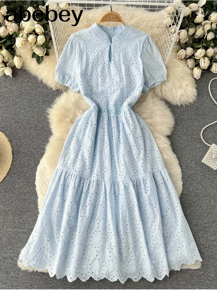 Summer Dress Women French Style Long Sundress Casual Short Sleeve Beach Temperament Slim Famale 2022 Dress
Summer Dress Women French Style Long Sundress Casual Short Sleeve Beach Temperament Slim Famale 2022 Dress