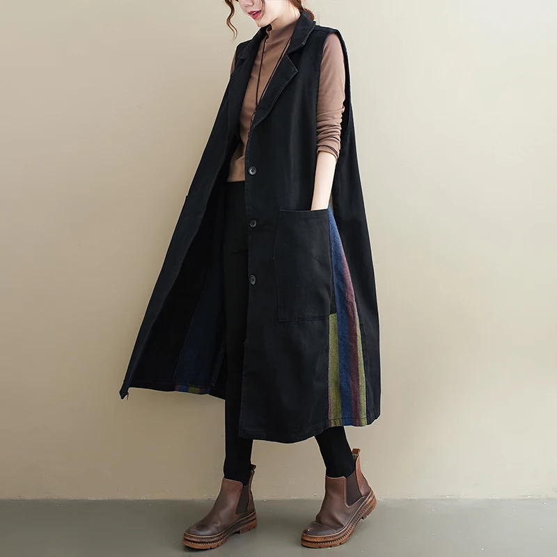 SuperAen 2022 Oversized Women's Denim Vest with Long Knee-length Slim Sleeveless Coat All Match Suit Waistcoat
SuperAen 2022 Oversized Women's Denim Vest with Long Knee-length Slim Sleeveless Coat All Match Suit Waistcoat