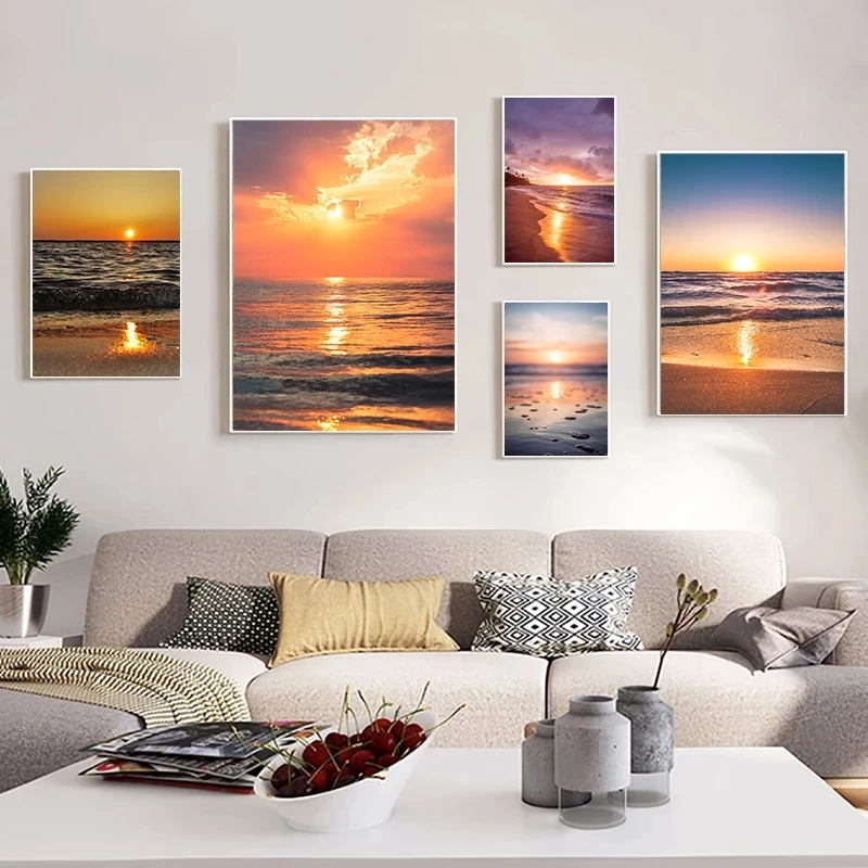 

5D DIY Diamond Painting Beach Sunrise Sunset Scenery Embroidery Mosaic Crafts Picture Full Drill Cross Stitch Art Kit Home Decor